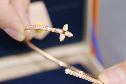 [Eternal Jewelry]IDYLLE PINK GOLD OPEN BRACELET DIAMOND PAVED