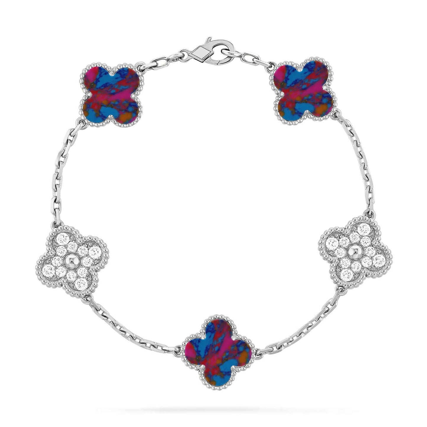 [Eternal Jewelry]CLOVER 5 MOTIF COLOR GEMSTONES BRACELET COLLECTION