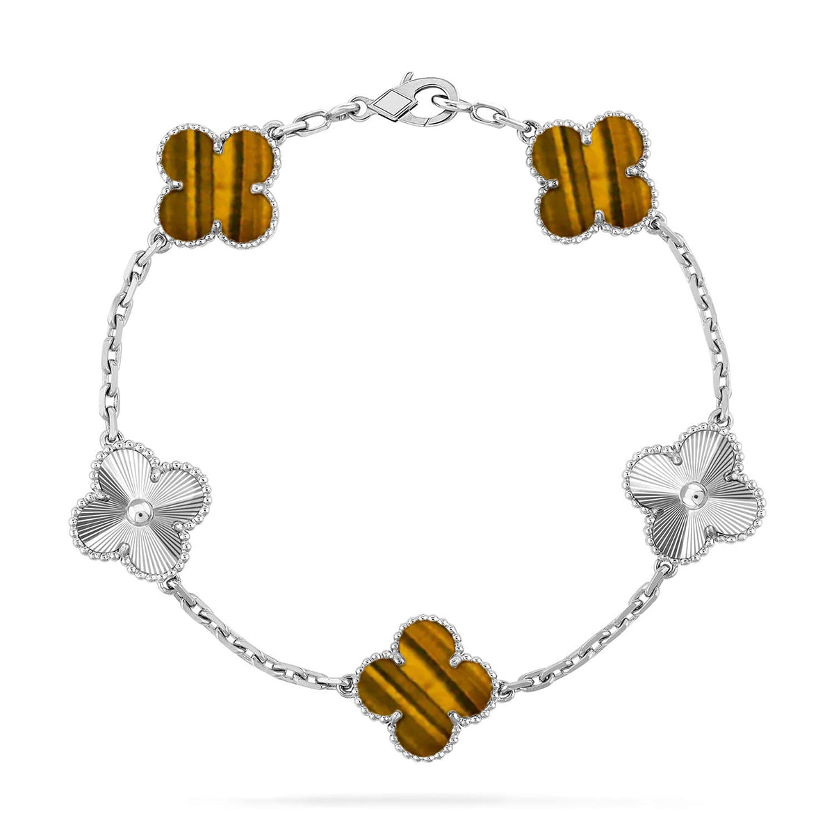 [Eternal Jewelry] CLOVER 5 MOTIFS TIGER EYE BRACELET COLLECTION