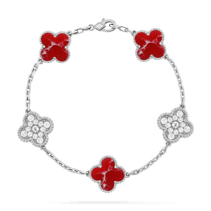 [Eternal Jewelry]CLOVER 5 MOTIF RED PATTERN BRACELET COLLECTION