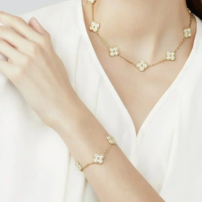 [Eternal Jewelry] CLOVER 5 MOTIF FULL DIAMOND BRACELET COLLECTION