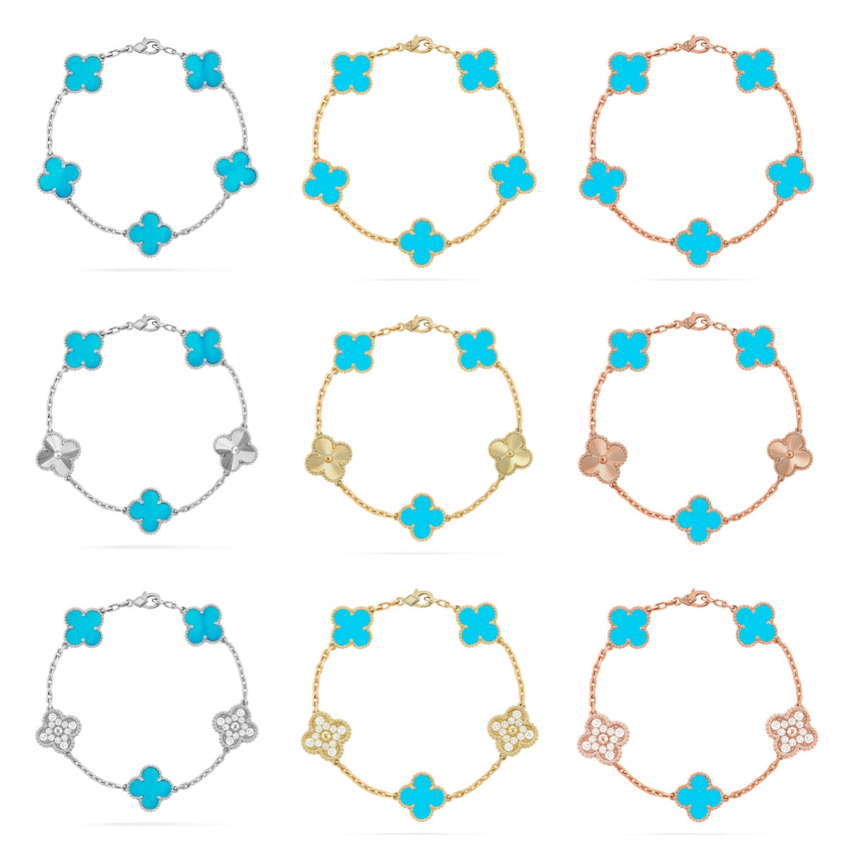 [Eternal Jewelry] CLOVER 5 MOTIF TURQUOISE BRACELET COLLECTION