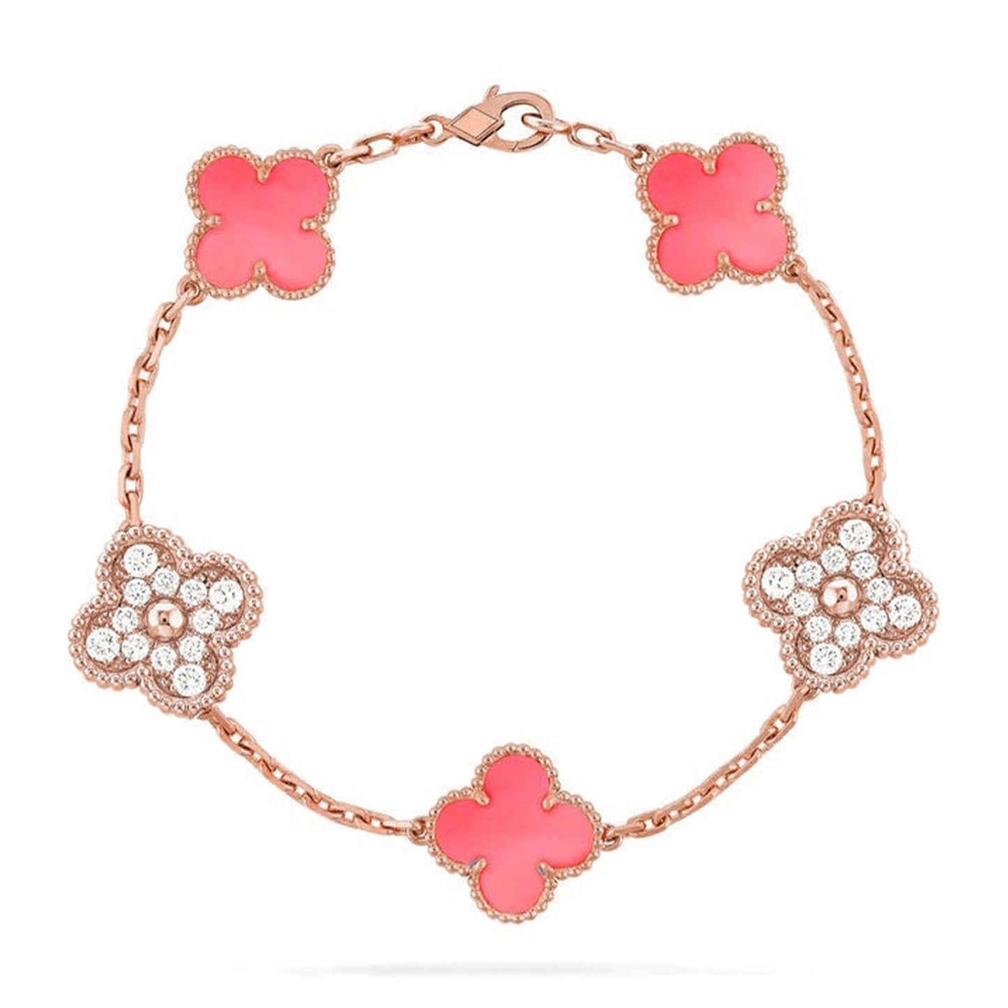 [Eternal Jewelry] CLOVER 5 MOTIFS  PINK MOP BRACELET COLLECTION