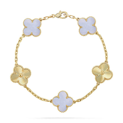 [Eternal Jewelry] CLOVER 5 MOTIF PURPLE CHALCEDONY BRACELET COLLECTION