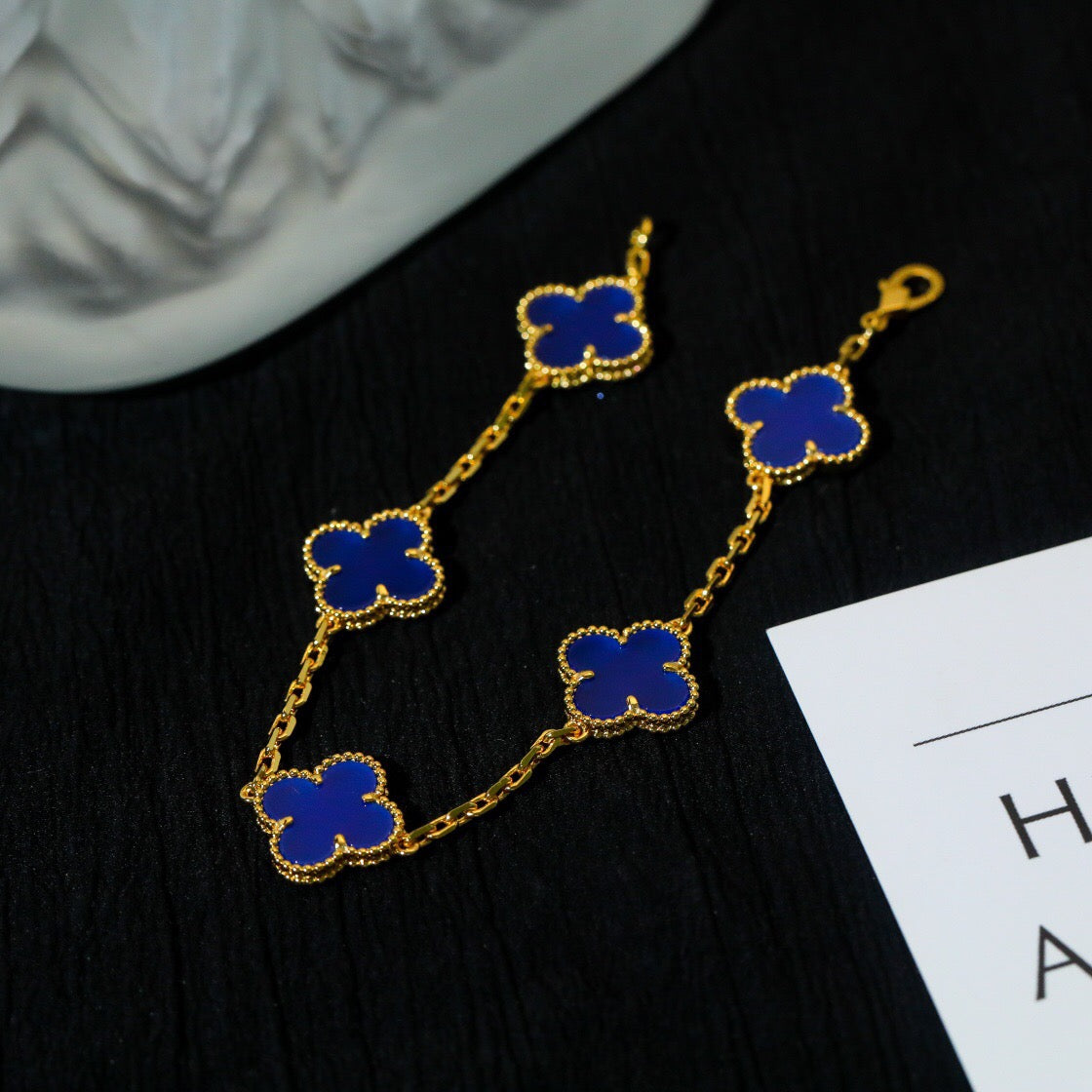 [Eternal Jewellery] Four-Leaf Clover Five Elements Blue Chalcedony Bracelet