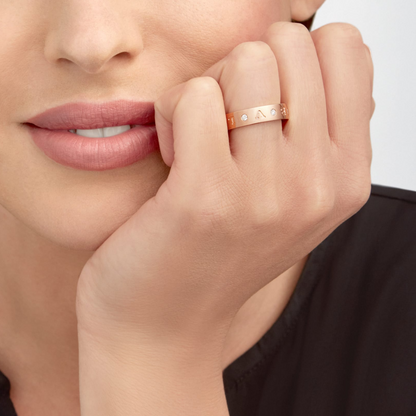 [Eternal Jewelry]ZERO 1 ESSENTIAL PINK GOLD BAND WITH DIAMONDS RING