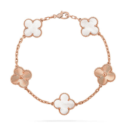 [Eternal Jewelry]CLOVER WHITE PEARL MOP 5 MOTIF BRACELET COLLECTION