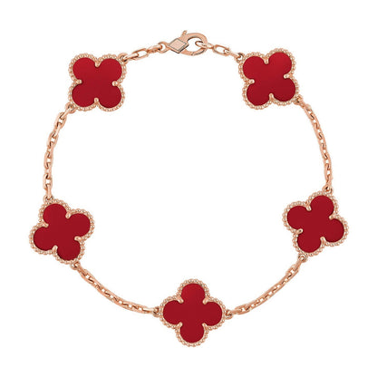 [Eternal Jewelry] CLOVER 5 MOTIF RED CORNELIAN BRACELET COLLECTION