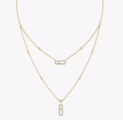 [Eternal jewelry] MS Double-Circle Full-Diamond Necklace