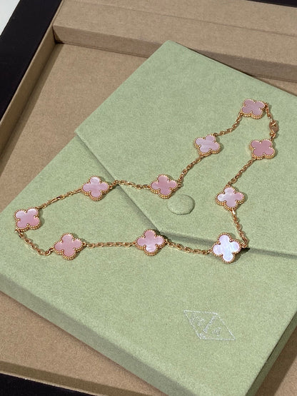 [Eternal Jewellery] Pink Necklace with Ten Clover Designs