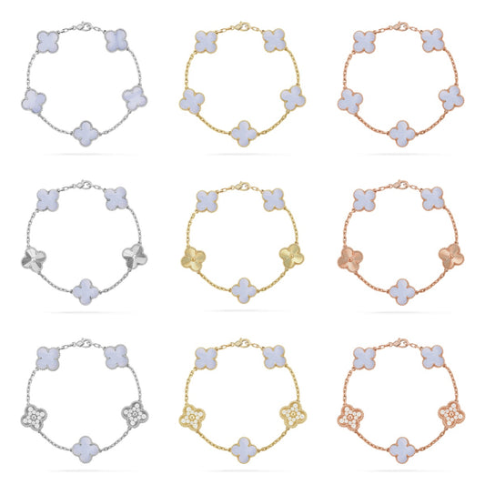 [Eternal Jewelry] CLOVER 5 MOTIF PURPLE CHALCEDONY BRACELET COLLECTION