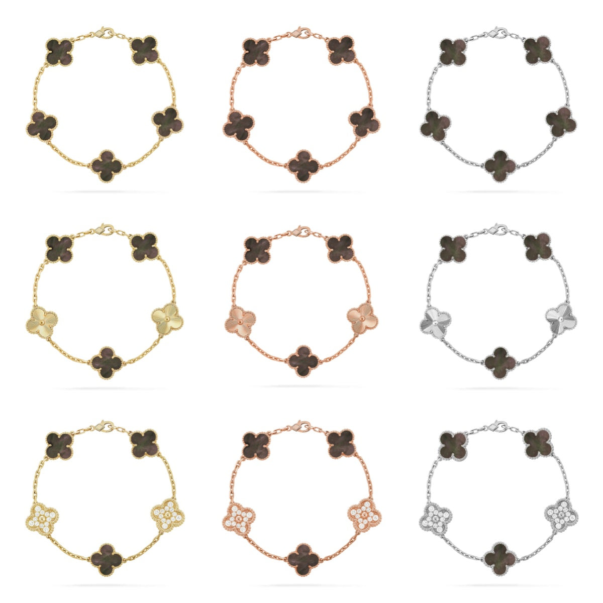 [Eternal Jewelry] CLOVER 5 MOTIF GRAY MOP BRACELET COLLECTION