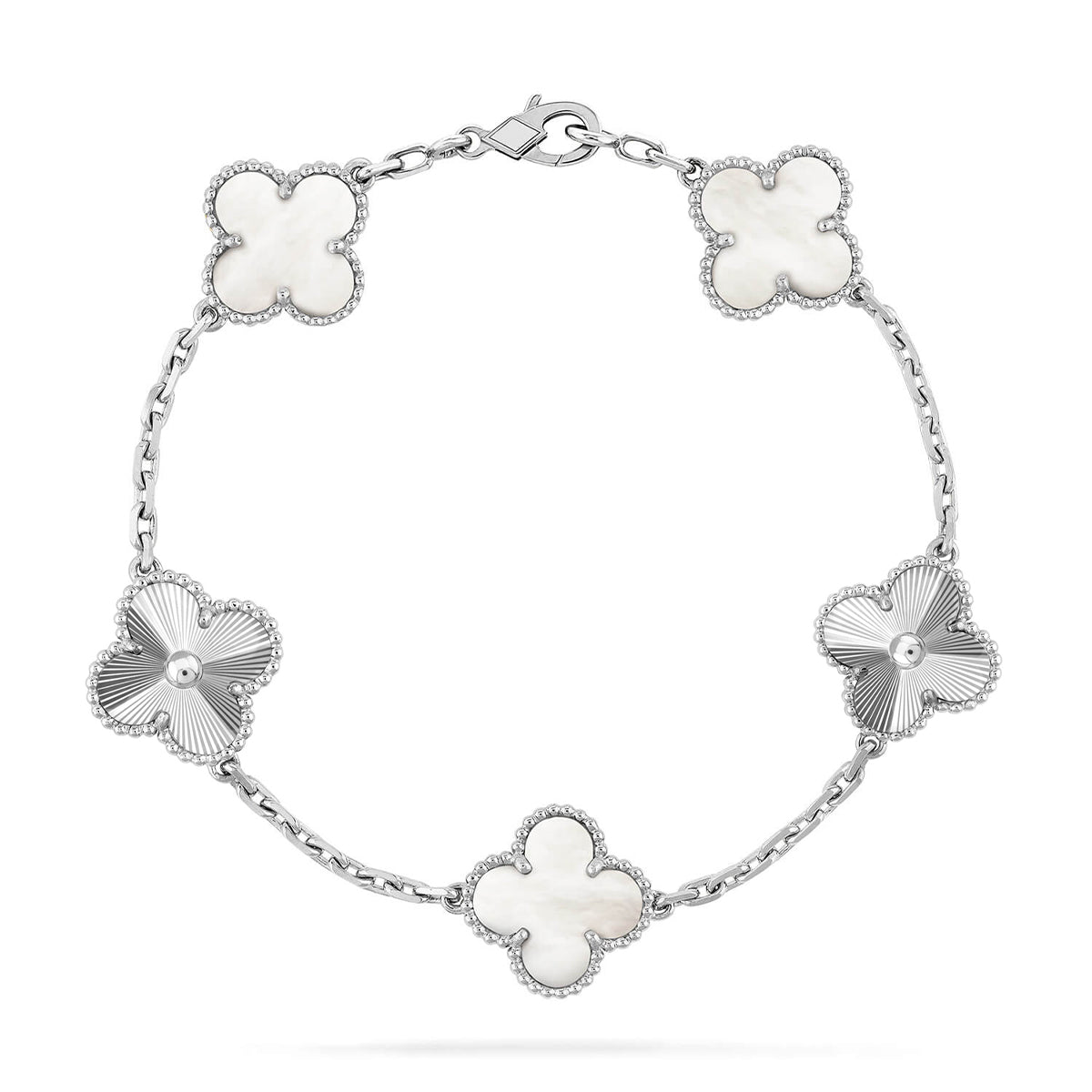 [Eternal Jewelry]CLOVER WHITE PEARL MOP 5 MOTIF BRACELET COLLECTION