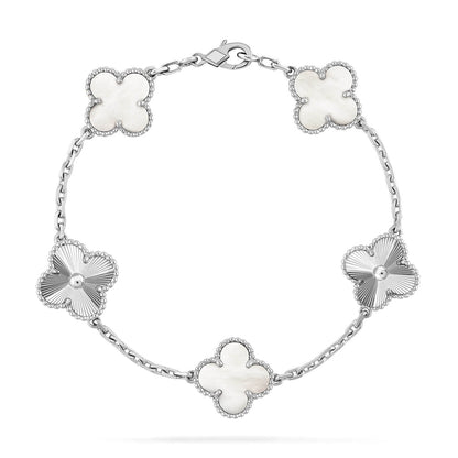 [Eternal Jewelry]CLOVER WHITE PEARL MOP 5 MOTIF BRACELET COLLECTION