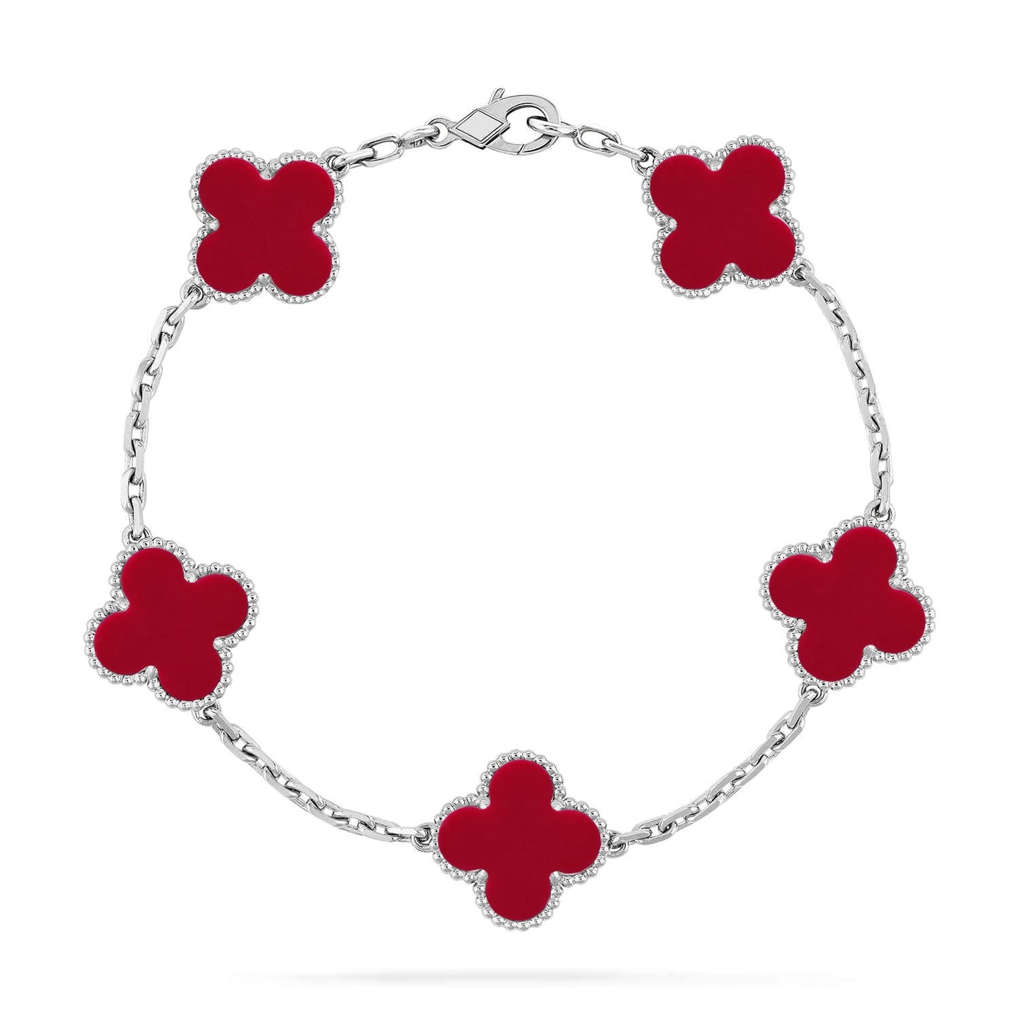 [Eternal Jewelry] CLOVER 5 MOTIF RED CORNELIAN BRACELET COLLECTION
