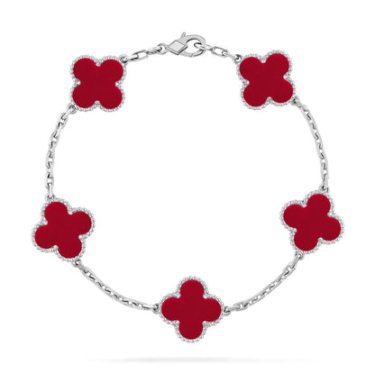 [Eternal Jewelry] CLOVER 5 MOTIF RED CORNELIAN BRACELET COLLECTION