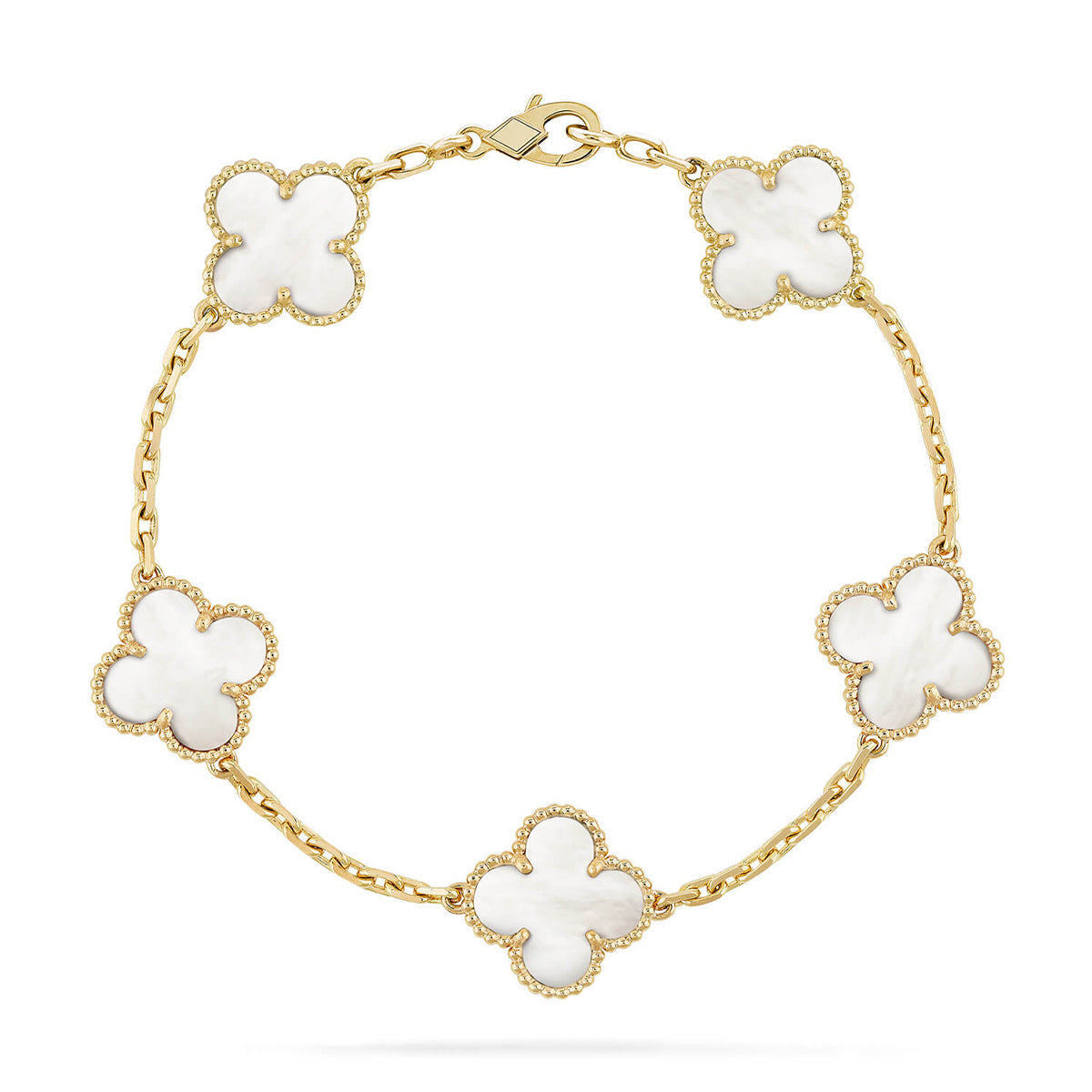 [Eternal Jewelry]CLOVER WHITE PEARL MOP 5 MOTIF BRACELET COLLECTION