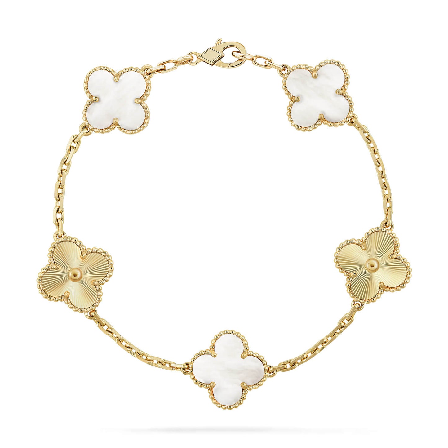 [Eternal Jewelry]CLOVER WHITE PEARL MOP 5 MOTIF BRACELET COLLECTION