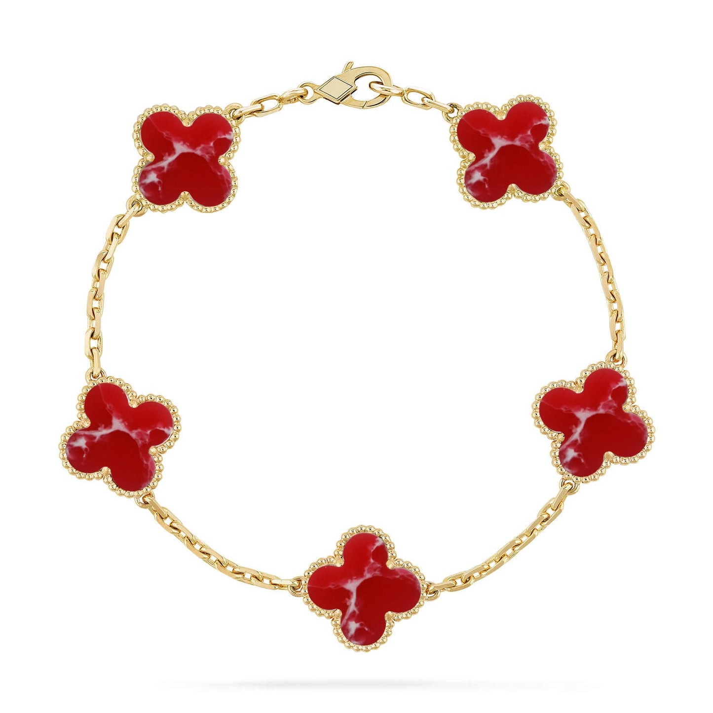 [Eternal Jewelry]CLOVER 5 MOTIF RED PATTERN BRACELET COLLECTION