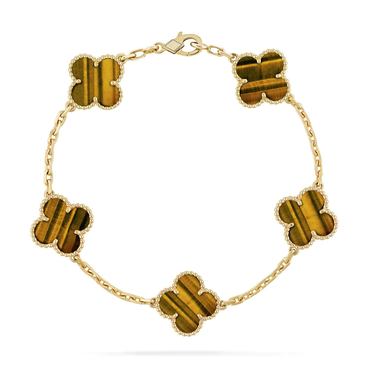 [Eternal Jewelry] CLOVER 5 MOTIFS TIGER EYE BRACELET COLLECTION