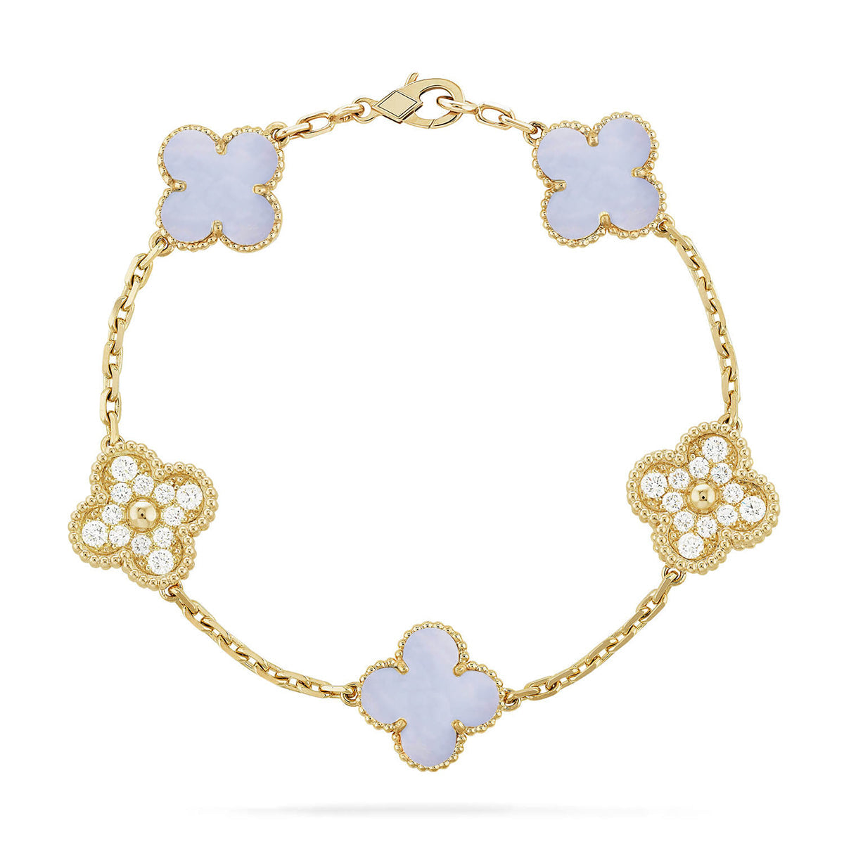 [Eternal Jewelry] CLOVER 5 MOTIF PURPLE CHALCEDONY BRACELET COLLECTION
