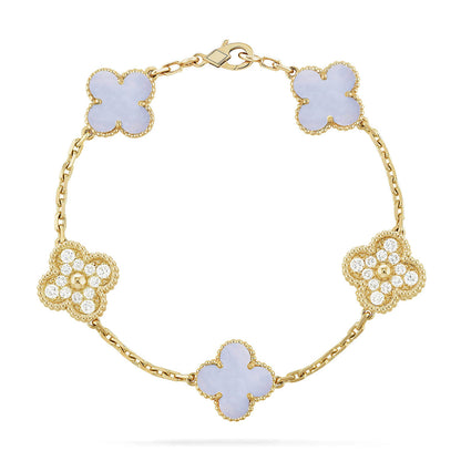 [Eternal Jewelry] CLOVER 5 MOTIF PURPLE CHALCEDONY BRACELET COLLECTION