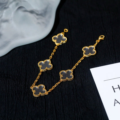 [Eternal Jewelry]CLOVER 5 MOTIF ROCK CRYSTAL BRACELET