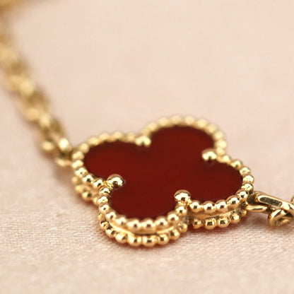 [Eternal Jewelry] CLOVER 5 MOTIF RED CORNELIAN BRACELET COLLECTION