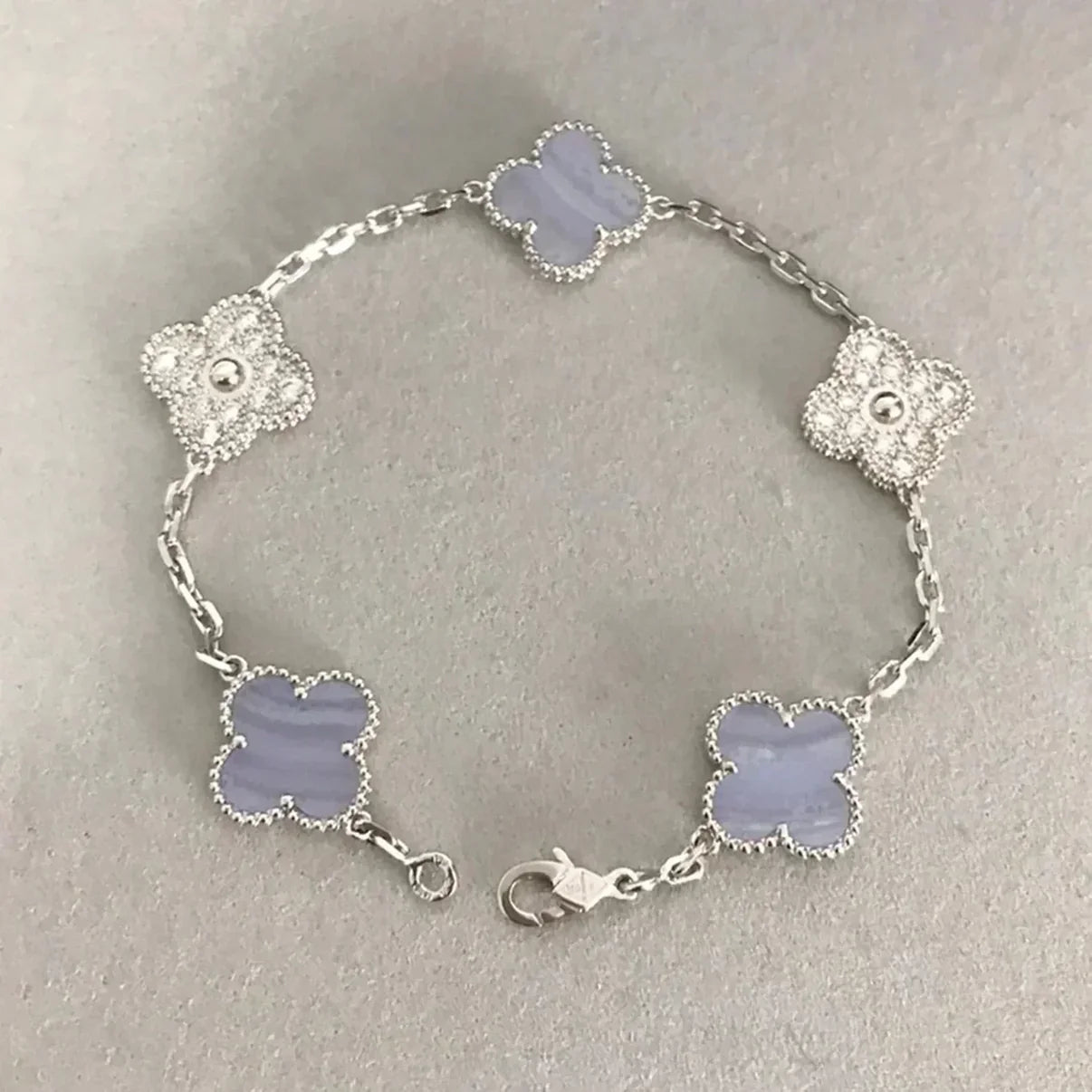 [Eternal Jewelry] CLOVER 5 MOTIF PURPLE CHALCEDONY BRACELET COLLECTION
