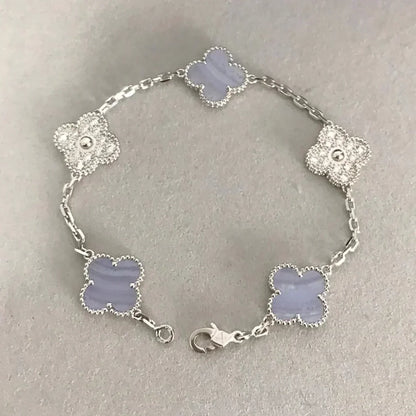 [Eternal Jewelry] CLOVER 5 MOTIF PURPLE CHALCEDONY BRACELET COLLECTION