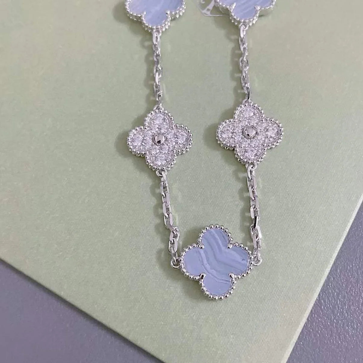 [Eternal Jewelry] CLOVER 5 MOTIF PURPLE CHALCEDONY BRACELET COLLECTION