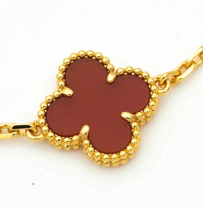 [Eternal Jewelry] CLOVER 5 MOTIF RED CORNELIAN BRACELET COLLECTION