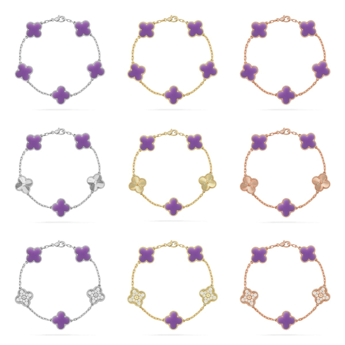 [Eternal Jewelry]CLOVER 5 MOTIF LIGHT PURPLE BRACELET COLLECTION