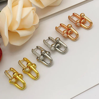 [Eternal Jewelry]TF HORSESHOE BUCKLE DIAMOND EARRINGS