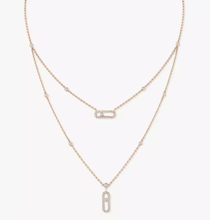 [Eternal jewelry] MS Double-Circle Full-Diamond Necklace