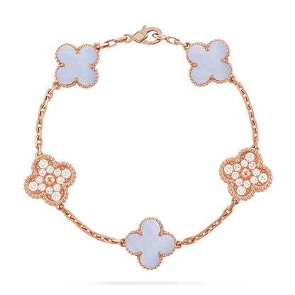 [Eternal Jewelry] CLOVER 5 MOTIF PURPLE CHALCEDONY BRACELET COLLECTION