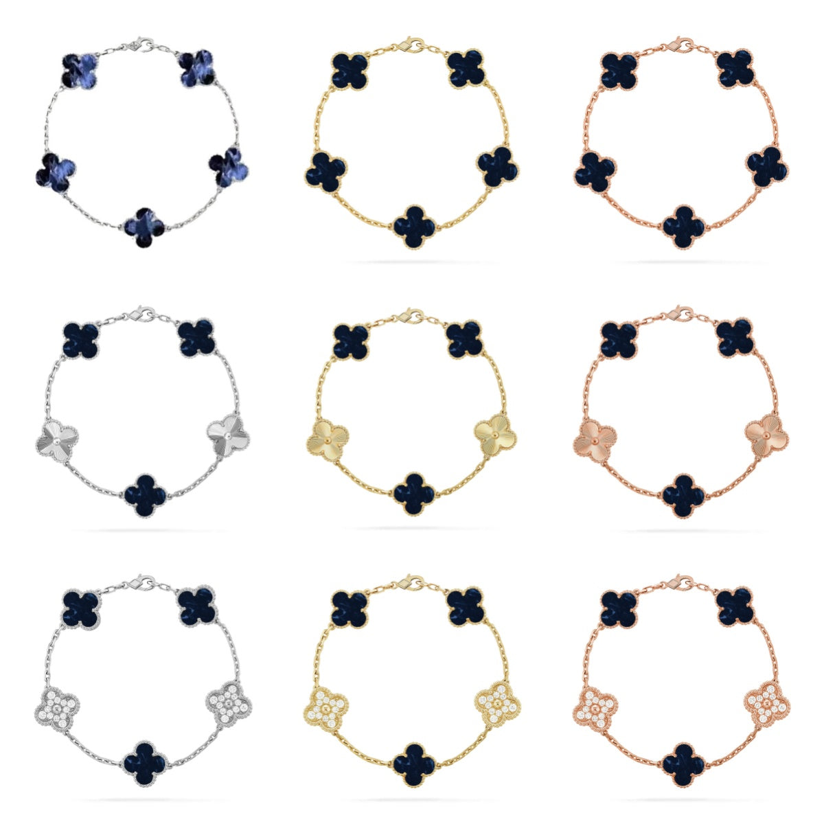 [Eternal Jewelry] CLOVER 5 MOTIF ONYXS BRACELET COLLECTION