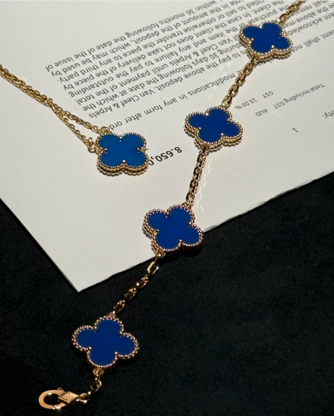 [Eternal Jewellery] Four-Leaf Clover Five Elements Blue Chalcedony Bracelet