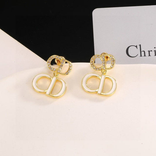 [Eternal Jewelry]Gold CD Letter Stud Earrings