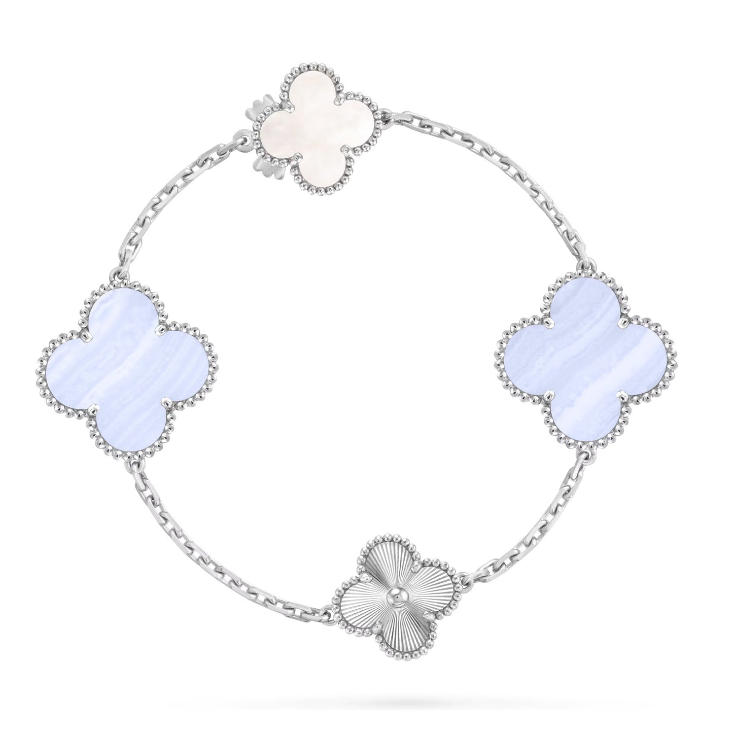 [Eternal Jewelry]DETACHABLE CLOVER 15(11+4) FLOWER SILVER NECKLACE SET